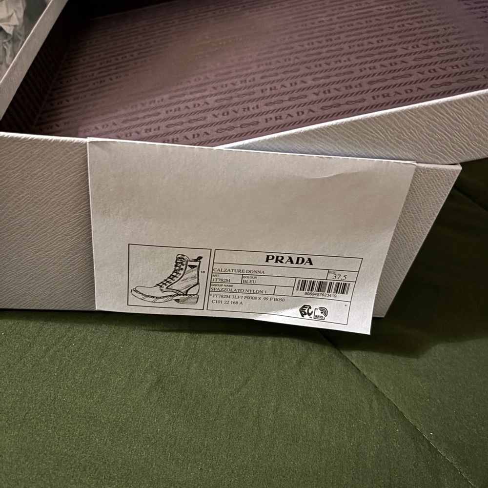 Prada Women's Re-Nylon Navy Combat Boots - Picture 8 of 8